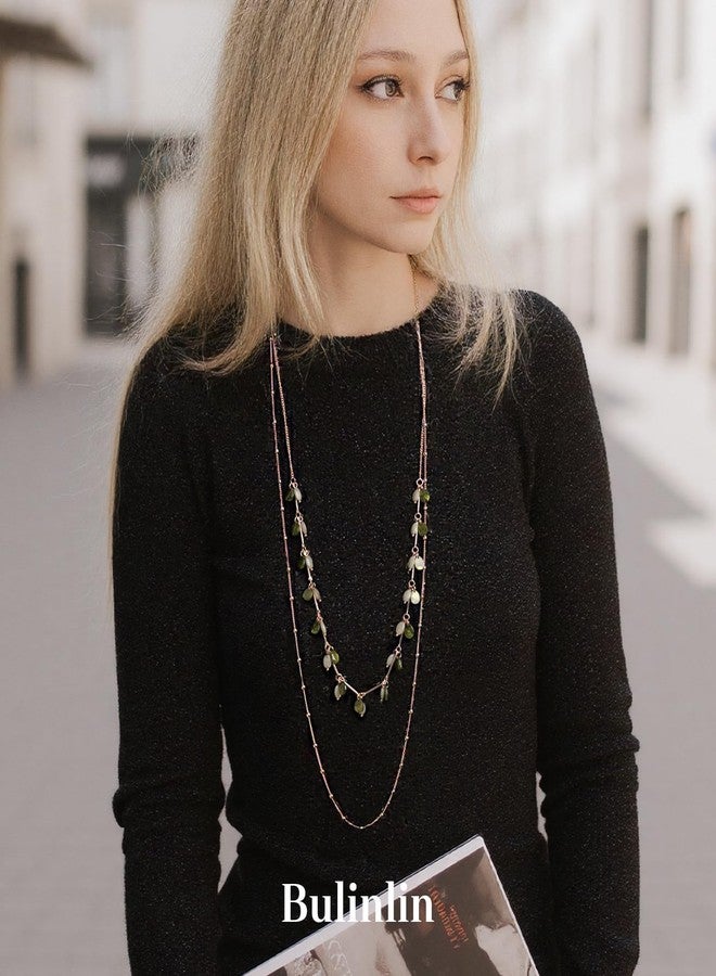 BULINLIN Layered Long Necklaces for Women Long Beaded Chain Necklace CostumeJewelry Mothers Day Gifts for Mom(Green) - Image 4